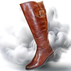 Arturo Chiang Darren Whisky Leather Buckle Accent Riding Boot, Size 7 (M…